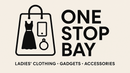 Logo of 'One Stop Bay' with a shopping bag icon featuring clothing, gadgets, and accessories on a beige background.